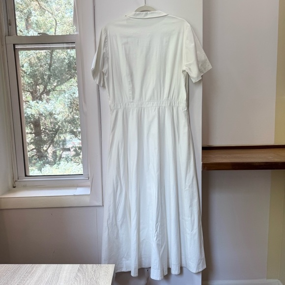 NWT Reformation Isadora Dress Midi Short Sleeve V Neck Slit Cotton White 12 - Picture 7 of 14